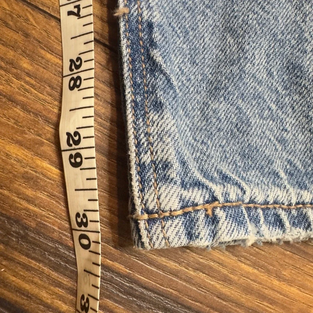 American Eagle Double Waist Band Baggy Straight Jeans Light Wash Size 0 Mom Jean